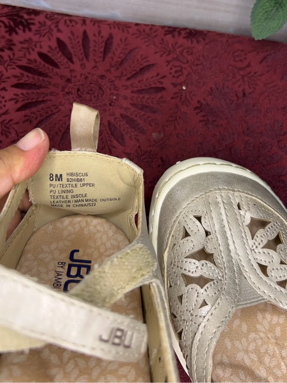 JBU Women's Metallic Champagne Mary Jane Flats
